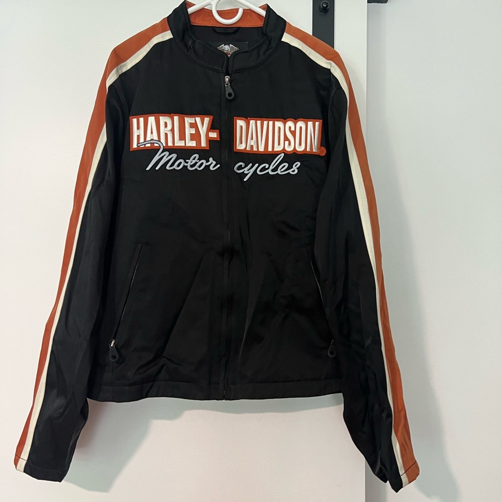 Harley-Davidson nylon and mesh Black Jacket with Orange and White Stripes